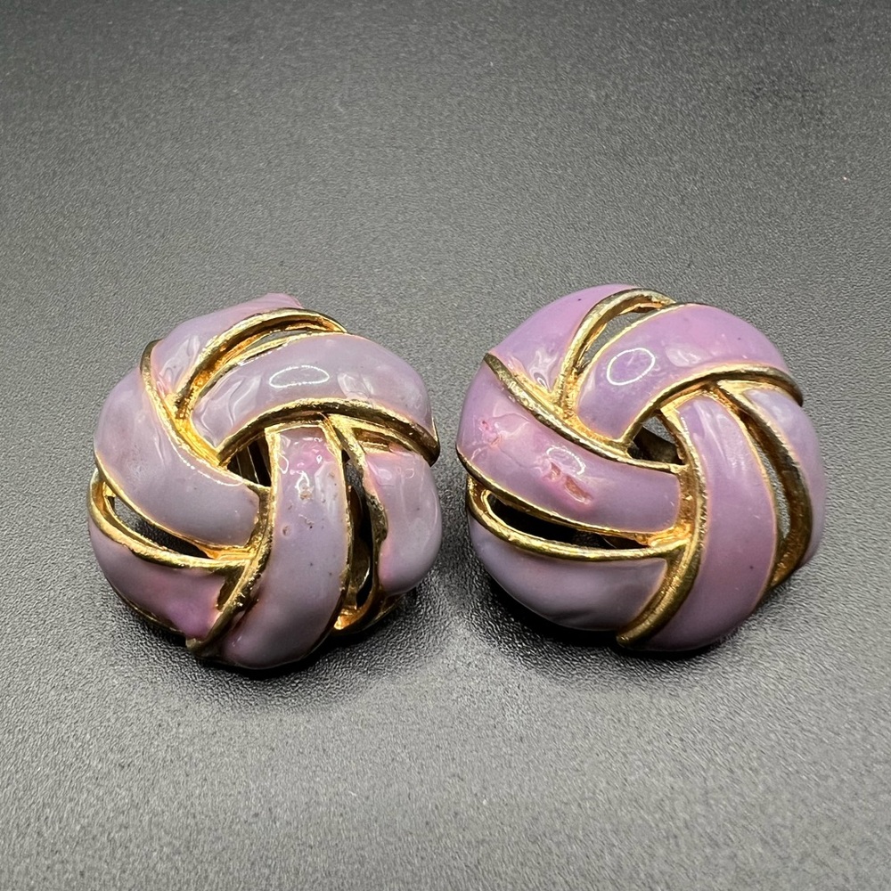 Chunky Lavender Knot Clip On Earrings